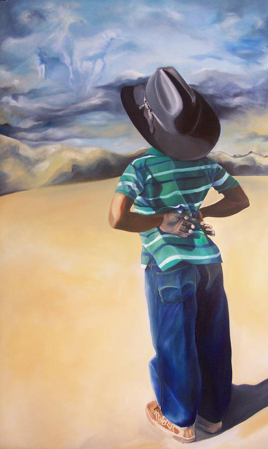 Figurative Painting - Theres a storm commin by Joyce McEwen Crawford Figurative Painting - Theres a storm commin by Joyce McEwen Crawford