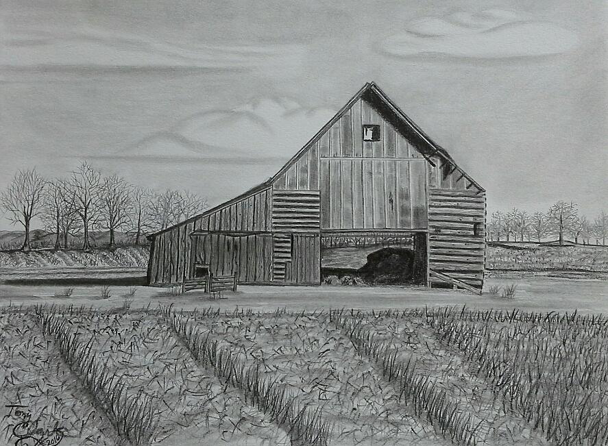 Farm Drawing - Theresas Barn by Tony Clark