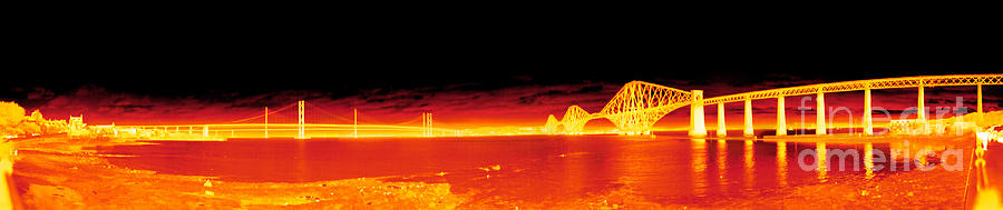 Thermal Image Digital Art - Thermal Image of Forth Bridges by Matthew Fox