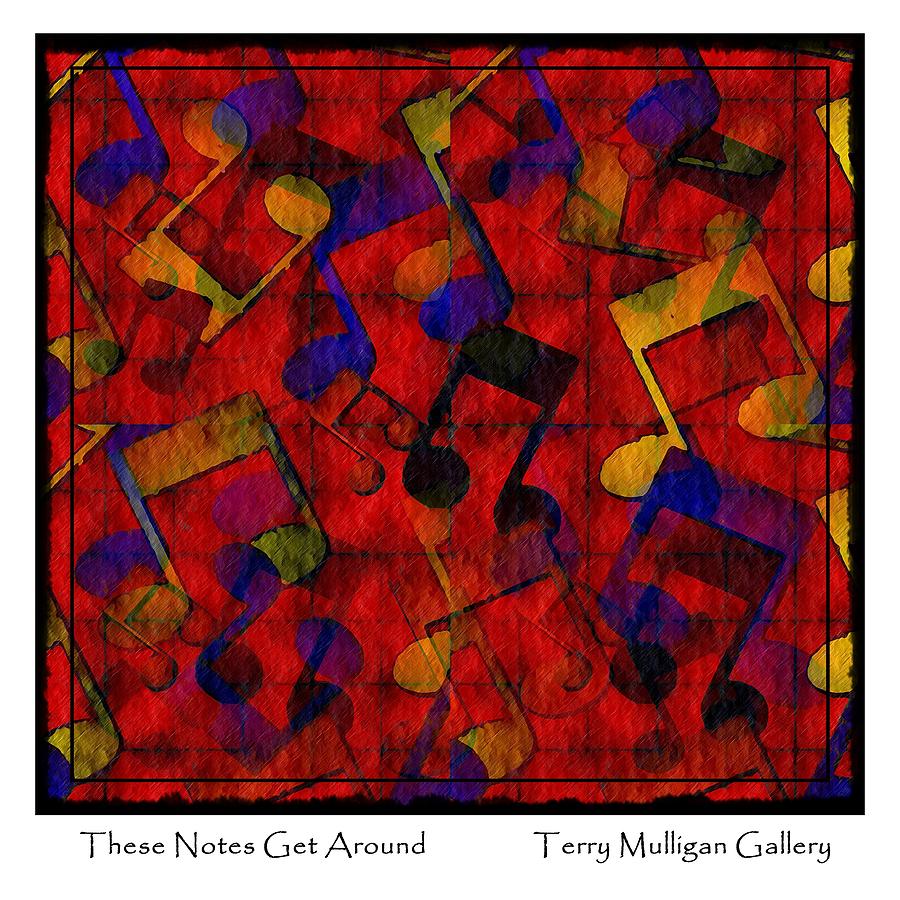 Abstract Digital Art - These Notes Get Around ... Red by Terry Mulligan