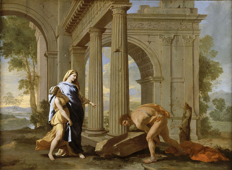 Theseus Finding His Fathers Sword Painting by Nicolas Poussin and Jean Lemaire