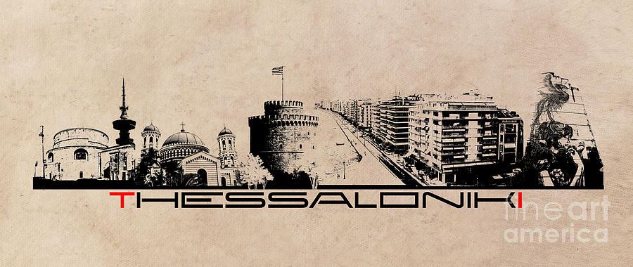 Thessaloniki Skyline City Digital Art