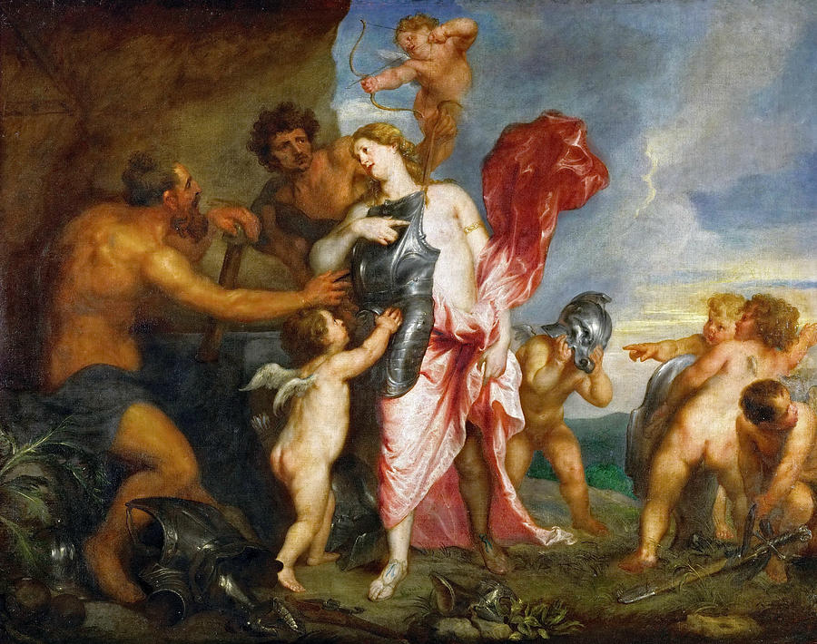 Thetis Receiving the Weapons of Achilles from Hephaestus Painting by Anthony van Dyck