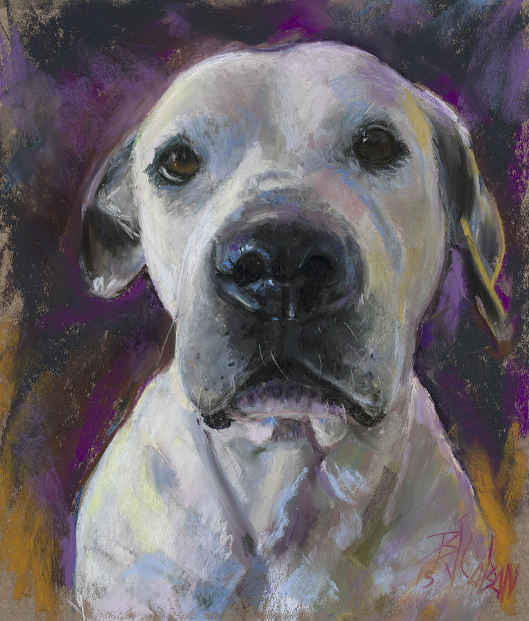White Dog Pastel - They Call me Eddie by Billie Colson