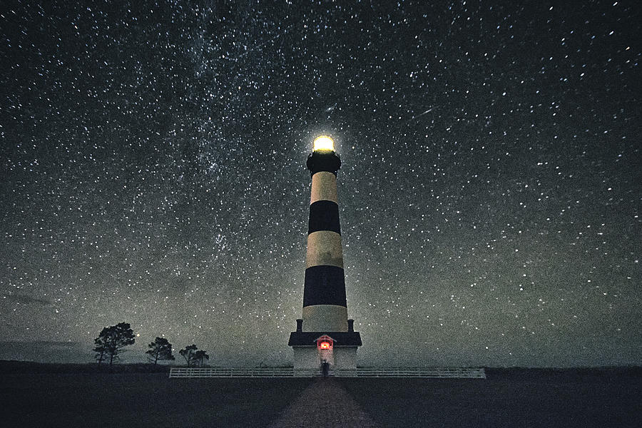 Lighthouse Photograph - They Only Come Out At Night by Robert Fawcett