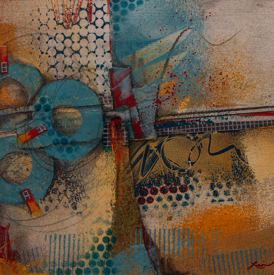 Abstract Mixed Media - They sipped strong coffee by Laura Lein-Svencner