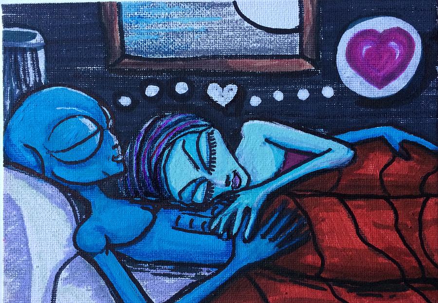 They sleep, connect and dream together Painting by Similar Alien