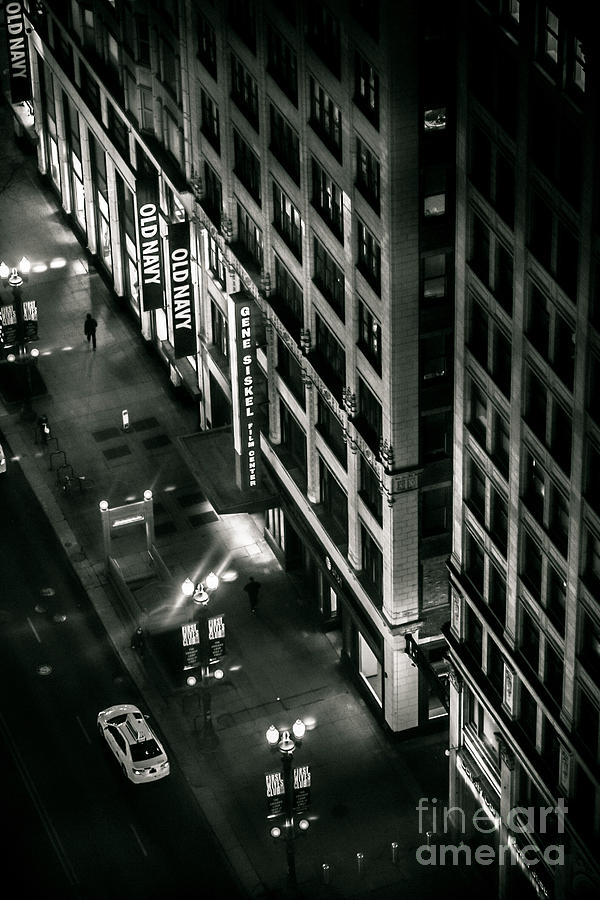 They walk alone Film Noir high angle photo  of State and Lake Street at night Chicago Illinois Photograph by Linda Matlow