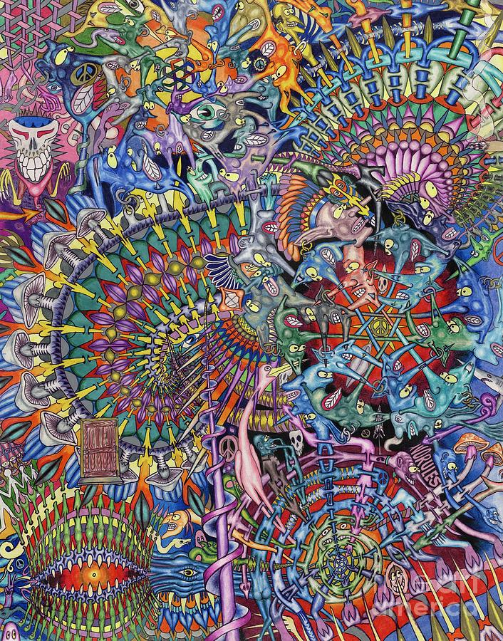 Psychedelic Mixed Media - Theyre stuck by Dwayne Maroney