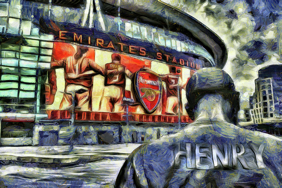 Thierry Henry Statue Emirates Stadium Art Mixed Media by David Pyatt
