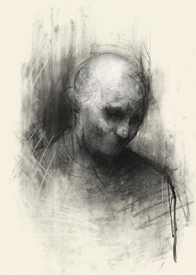 Black And White Drawing - Thinker II by Bruno M Carlos