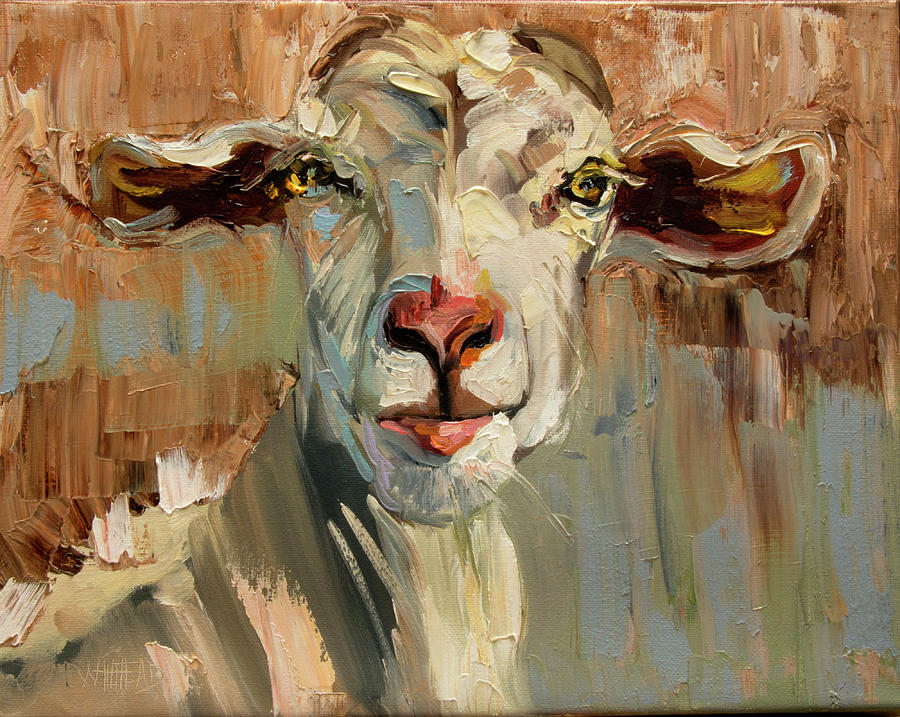 Thinking Goat Painting by Diane Whitehead
