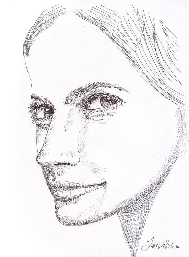 Portrait Drawing - Thinking by Martin Valeriano