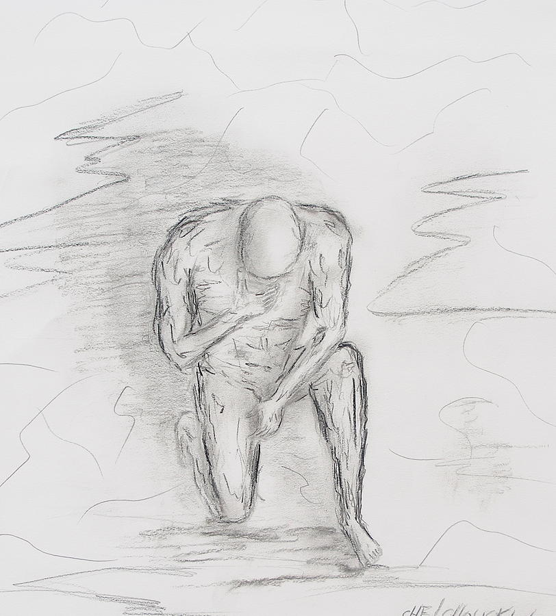Thinking Man Drawing by Miroslaw  Chelchowski
