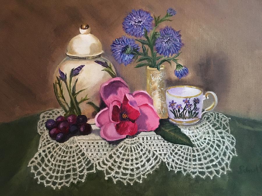 Thinking of Tea  Painting by Sharon Schultz