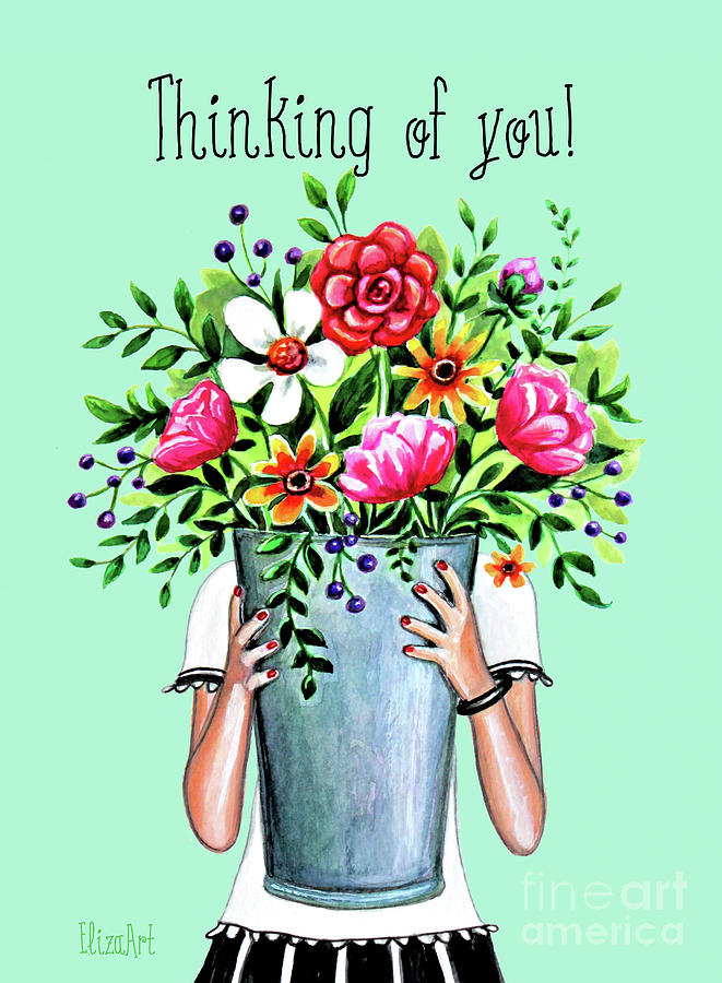 Thinking of You Greeting Card Painting by Elizabeth Robinette Tyndall