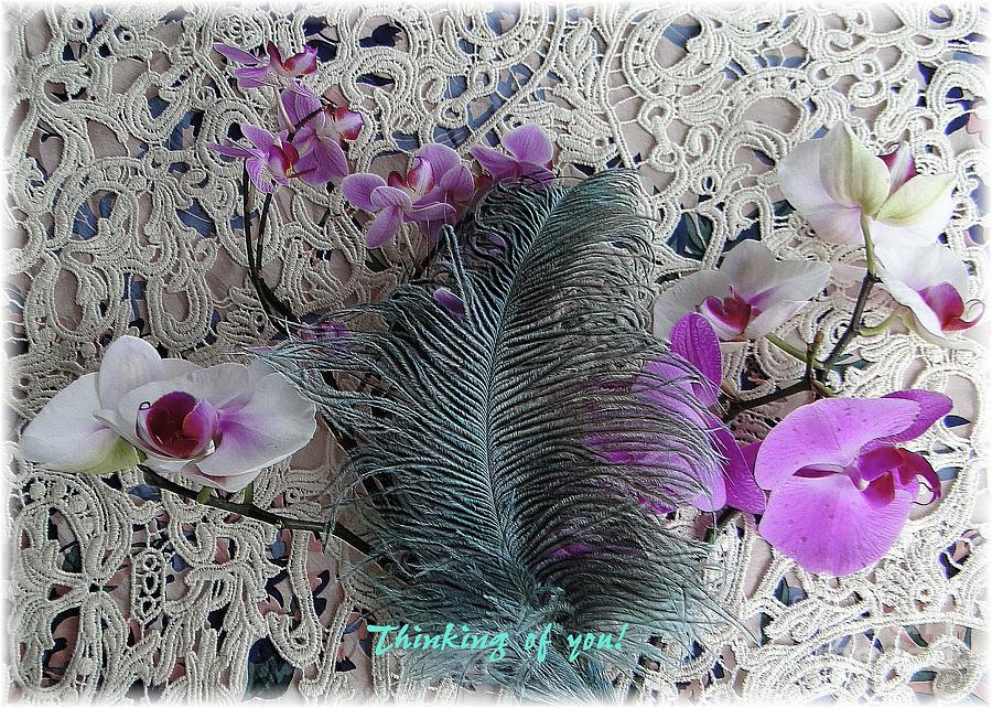 Orchid Photograph - Thinking of You with Orchids by Barbie Corbett-Newmin