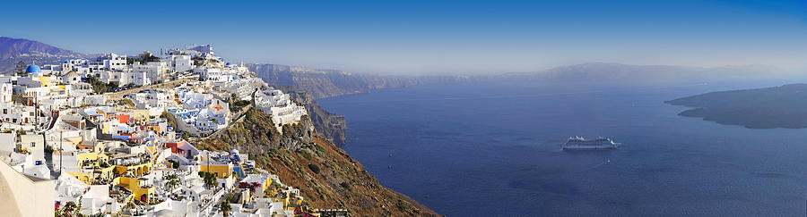 Thira Santorini panorama Photograph by Evgeny Ivanov