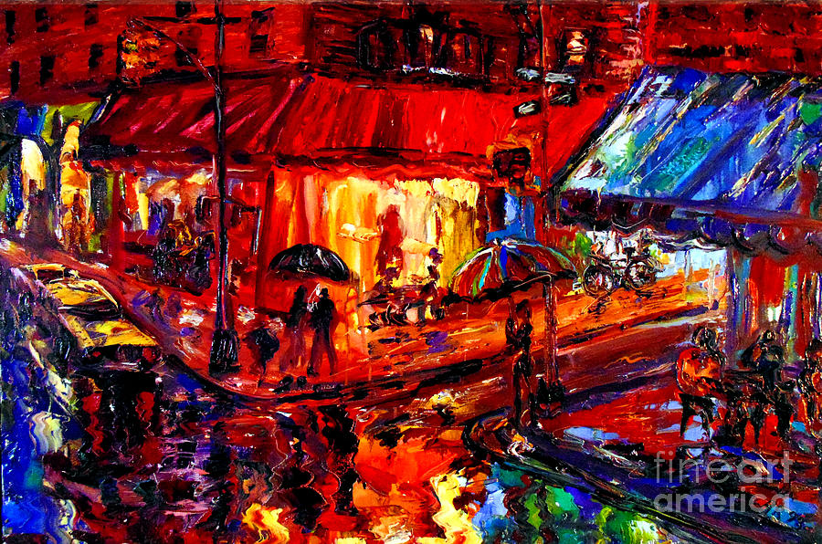 Taxi Driver Painting - Third And Macdougal In The Rain by Arthur Robins