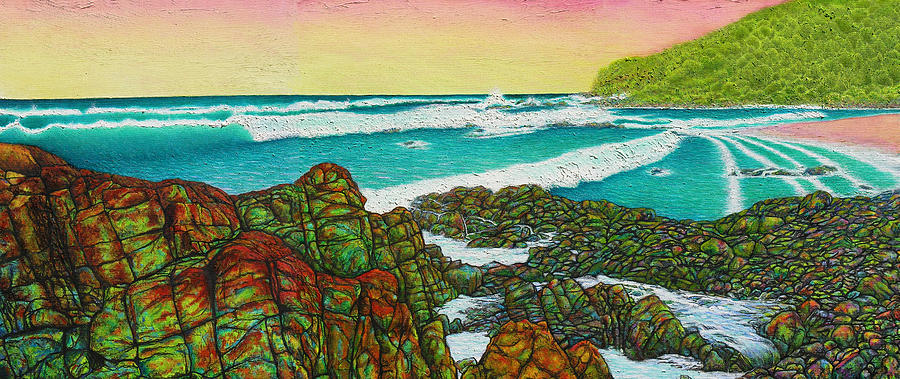 Third Bay Coolum Beach Triptych Painting by Joe Michelli