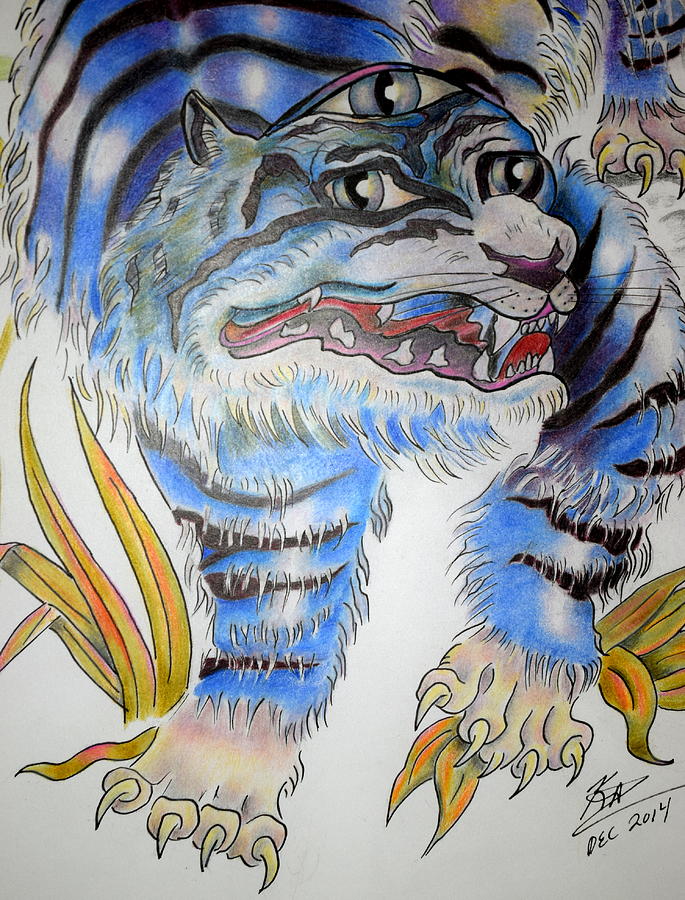 Tiger Painting - Third Eye Tiger by Kaz Collins