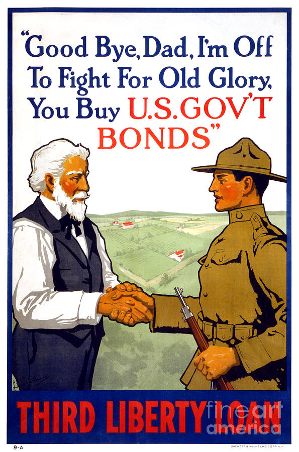 Vintage Painting - Third Liberty Loan Vintage WWI Poster Restored by Vintage Treasure