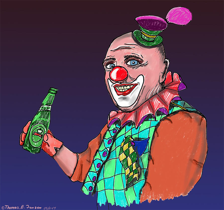 Thirsty Clown Painting by ThomasE Jensen