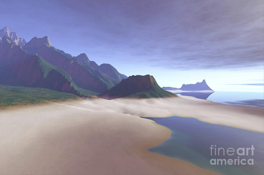 Fantasy Digital Art - This Misty Hawaiin Coastline by Corey Ford