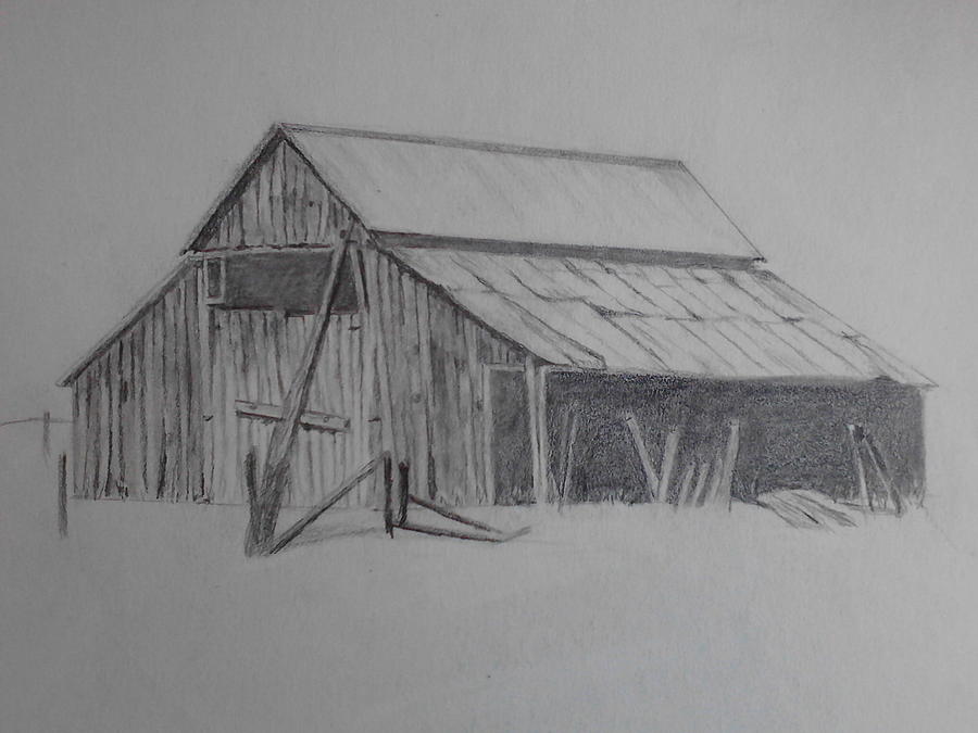 This Old Barn Drawing By Eva Harris