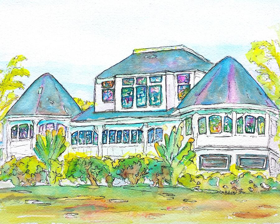 Thistle Lodge Pen ink and Watercolor Painting by Carlin Blahnik CarlinArtWatercolor