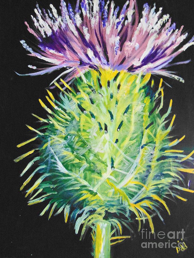 Thistle Painting by Saundra Johnson