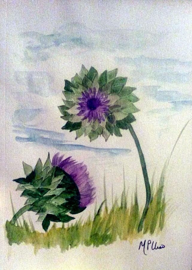 Thistle Painting - Thistle -watercolor by Maria Urso