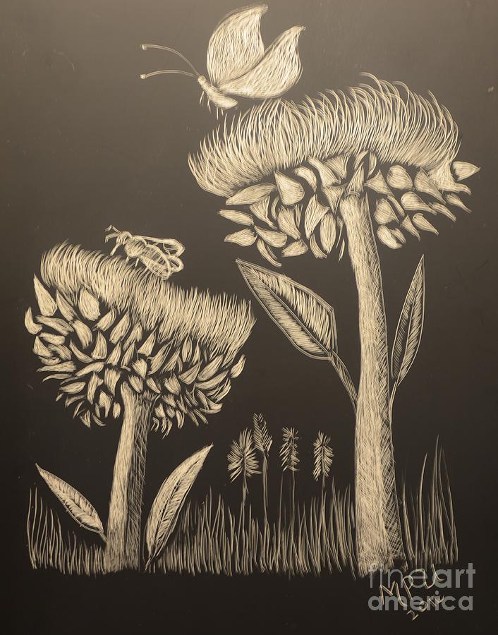 Thistleland Drawing by Maria Urso