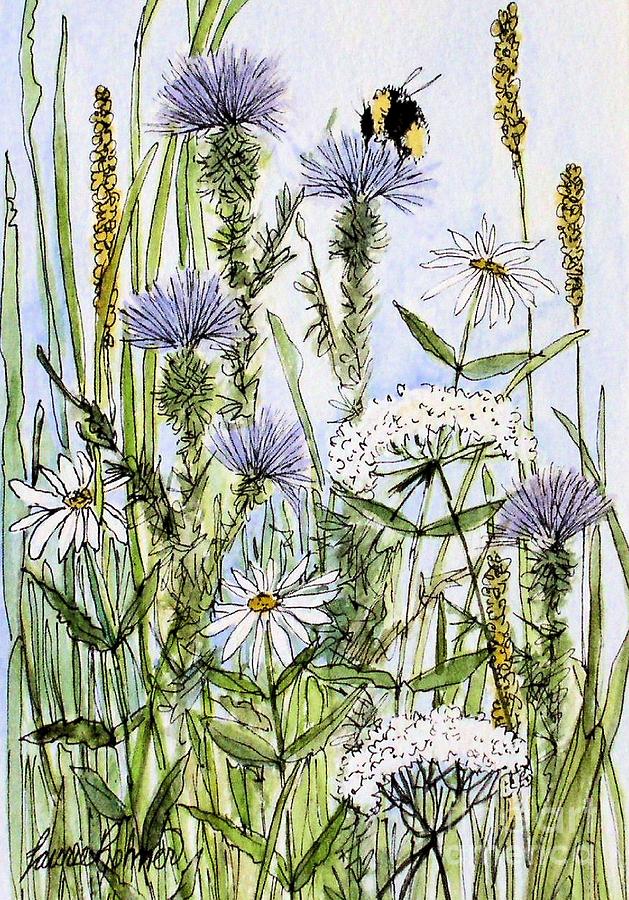  Thistles Daisies and Wildflowers Painting by Laurie Rohner