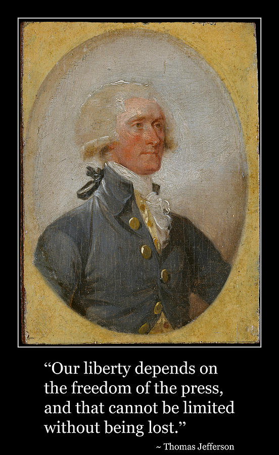 Thomas Jefferson Portrait with Free Press Quotation Photograph by Aurelio Zucco