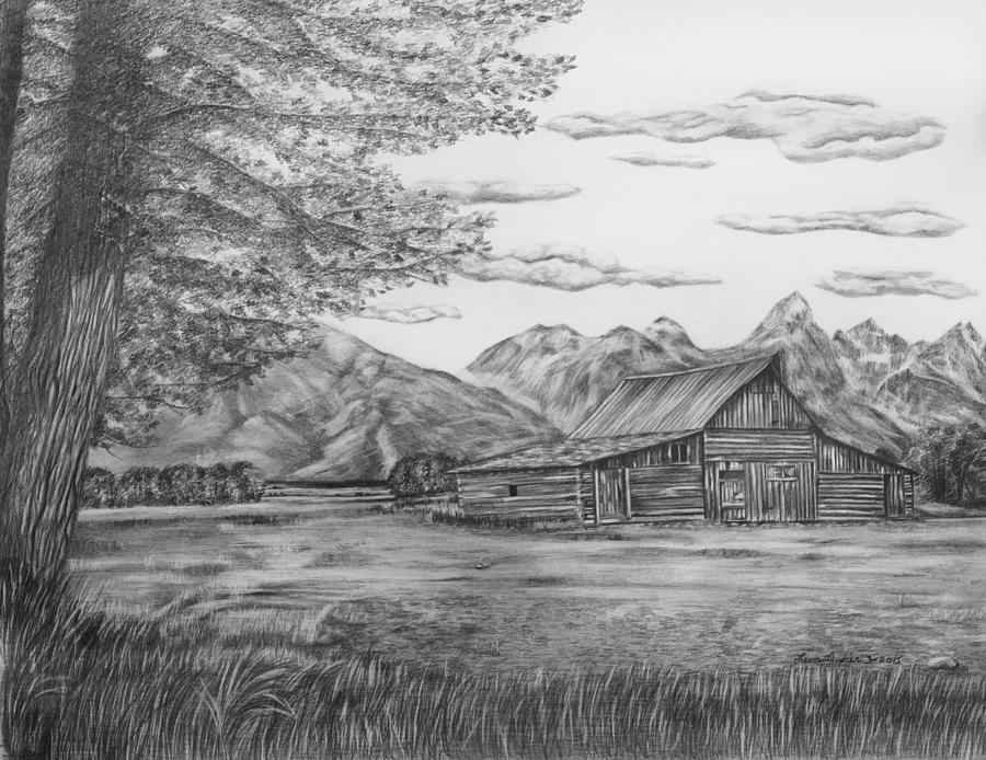 Thomas Moulton Barn Drawing by Lena Auxier