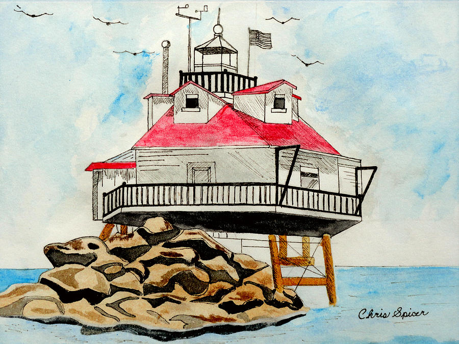 Thomas Point Lighthouse Painting by Christopher Spicer