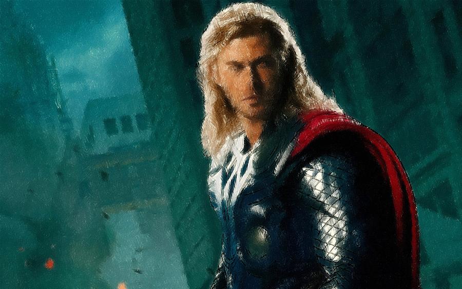 Thor Oil Pastel Sketch Drawing by Movie Poster Prints