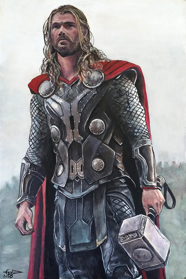 Avengers Painting - Thor The Thunder God by Tom Carlton