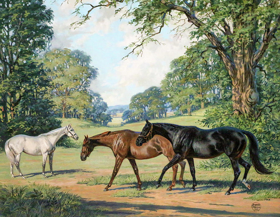 Thoroughbred Mares at Grass Painting by Jeanne Mellin Herrick - Fine ...