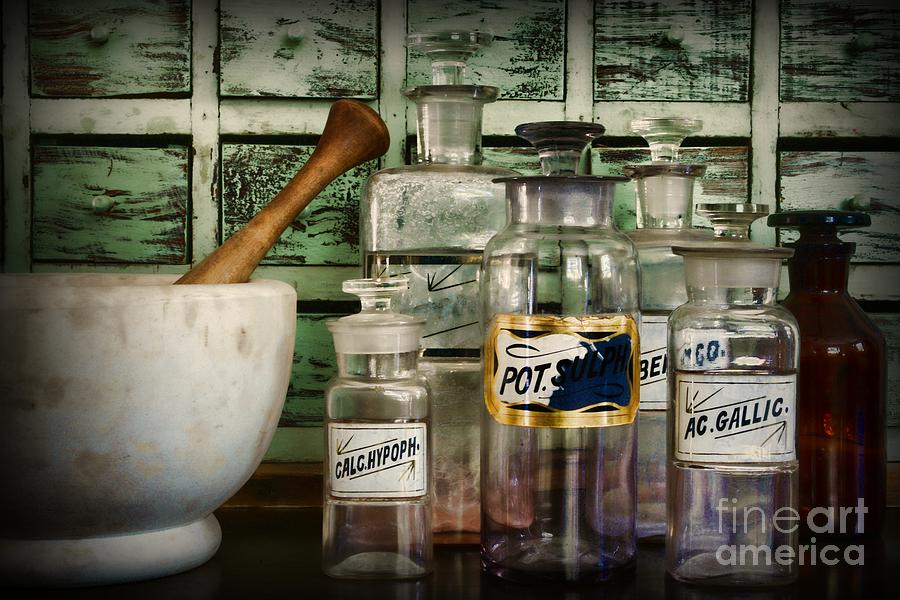 Vintage Photograph - Those Old Pharmacy Bottles by Paul Ward