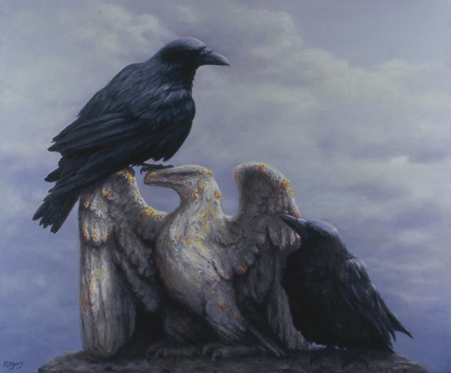 Raven Painting - Thought and Memory by Ellen Rittgers