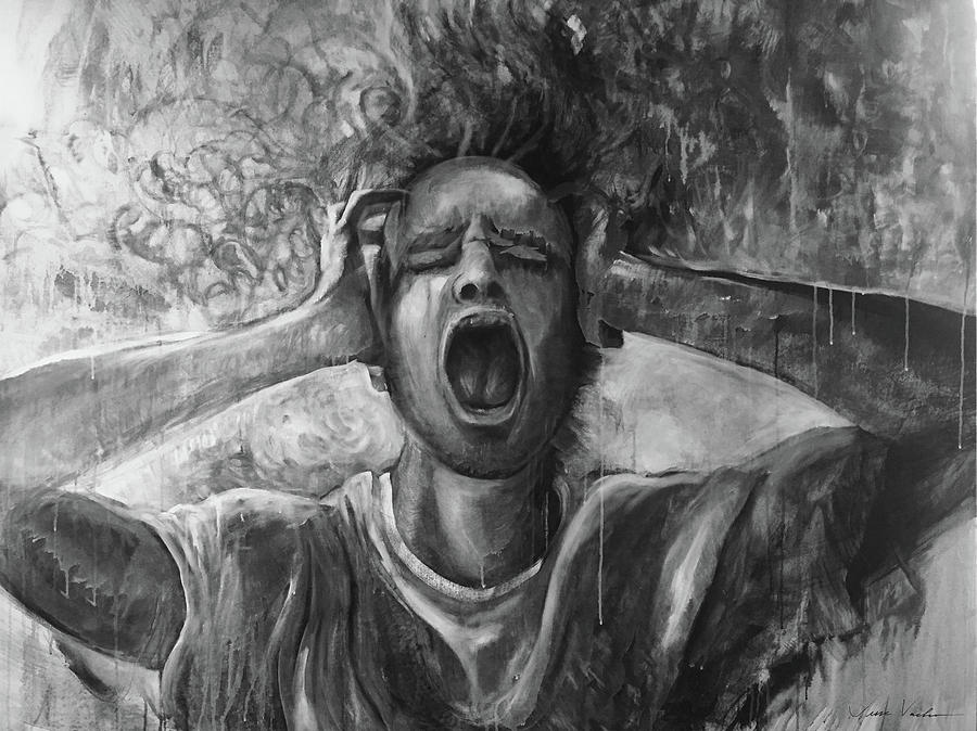 Black And White Painting - Disrupted Thoughts by Jesse Vachon