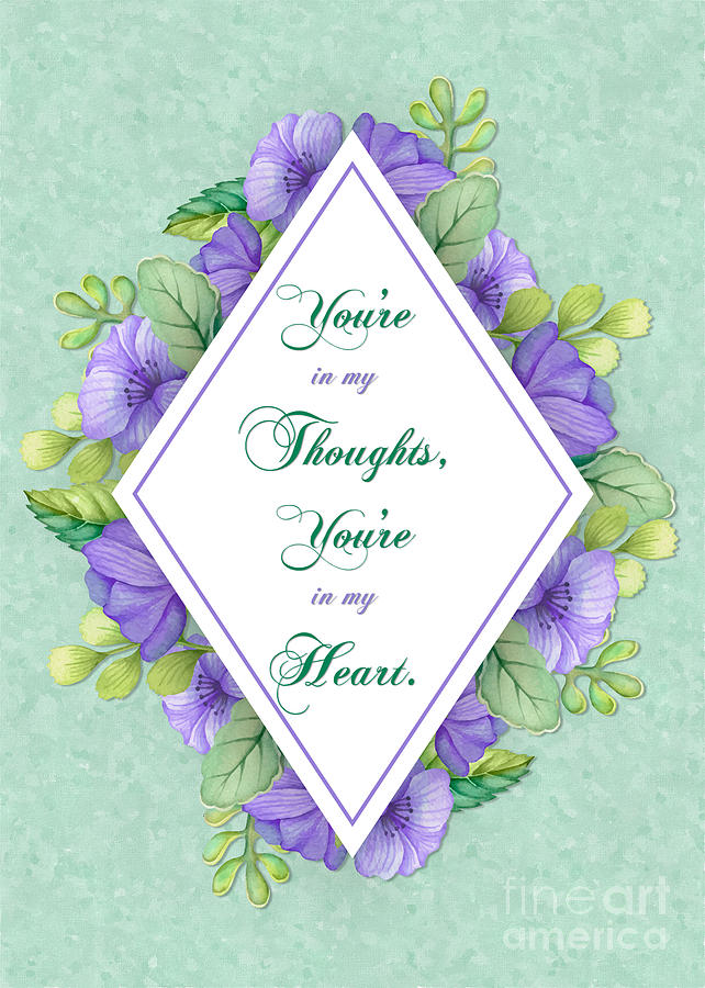 Flower Digital Art - Thoughts of You Purple Watercolor Flowers by JH Designs