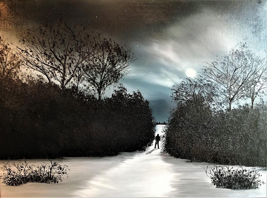 Thoughts on the night path Painting by Willy Proctor