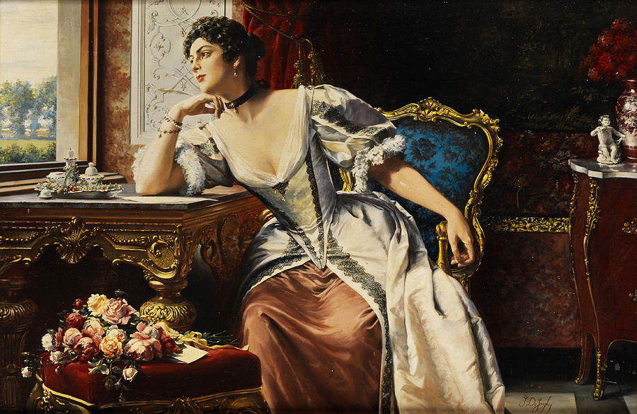 Thoughts when writing the letter Painting by Gustave Leonard de Jonghe