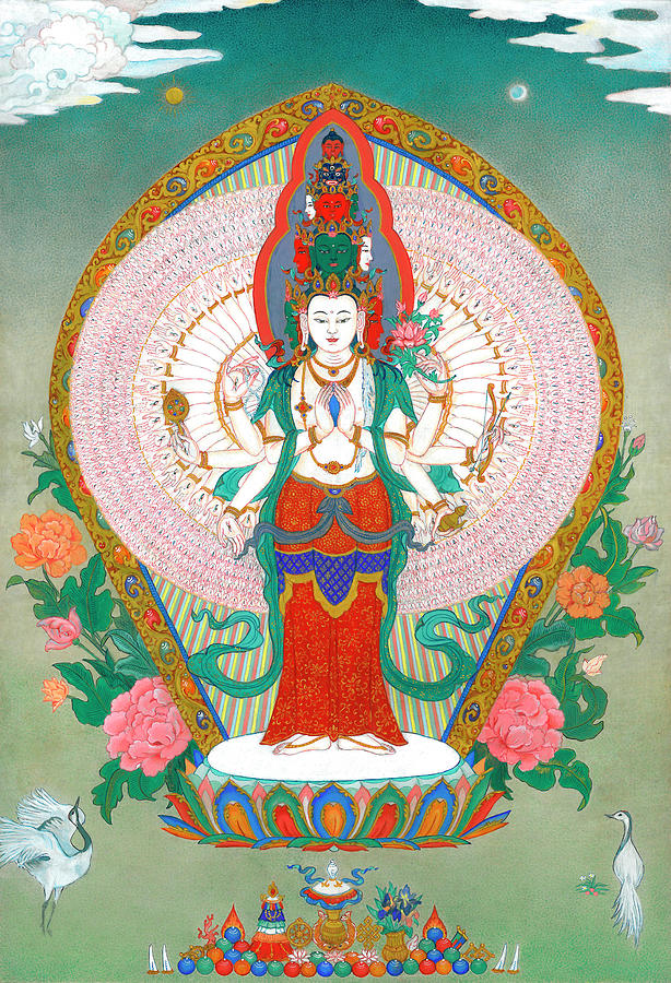 Thousand-armed Avalokiteshvara Painting by Angeli Lhadipa - Fine Art ...