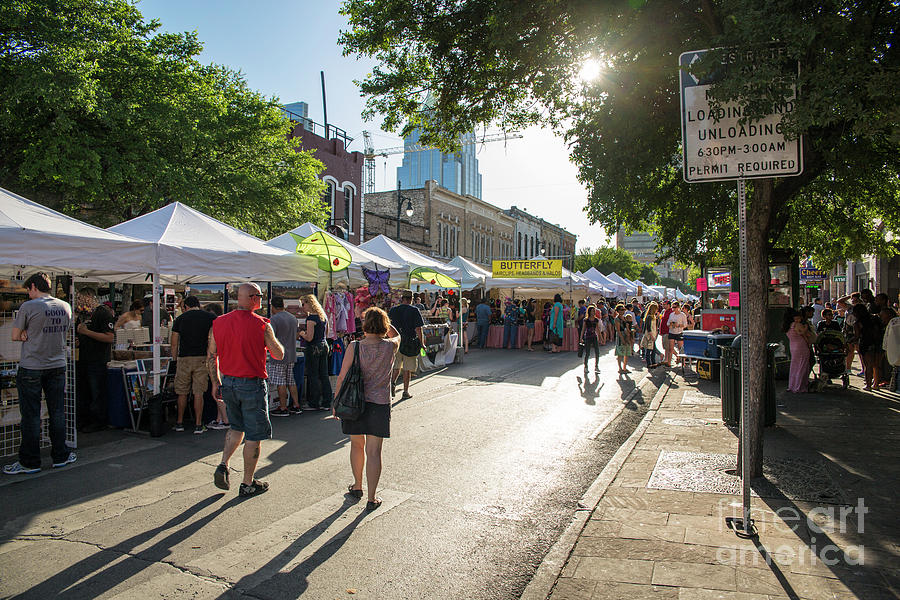 Austin Photograph - Thousands of people browse arts and crafts tents at the Old Pecan Street Festival by Dan Herron