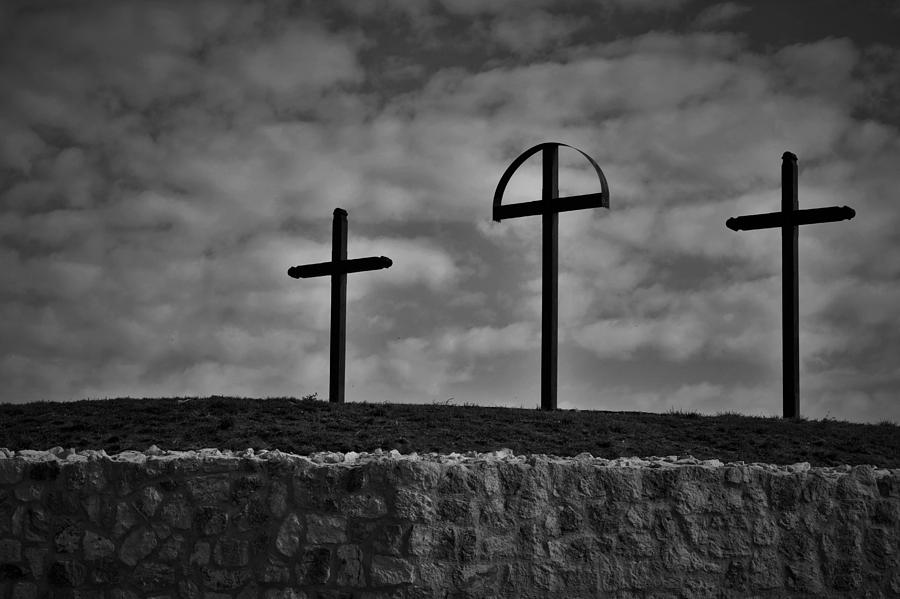 Thre Crosses - Black and White Photograph by Mark Mitchell