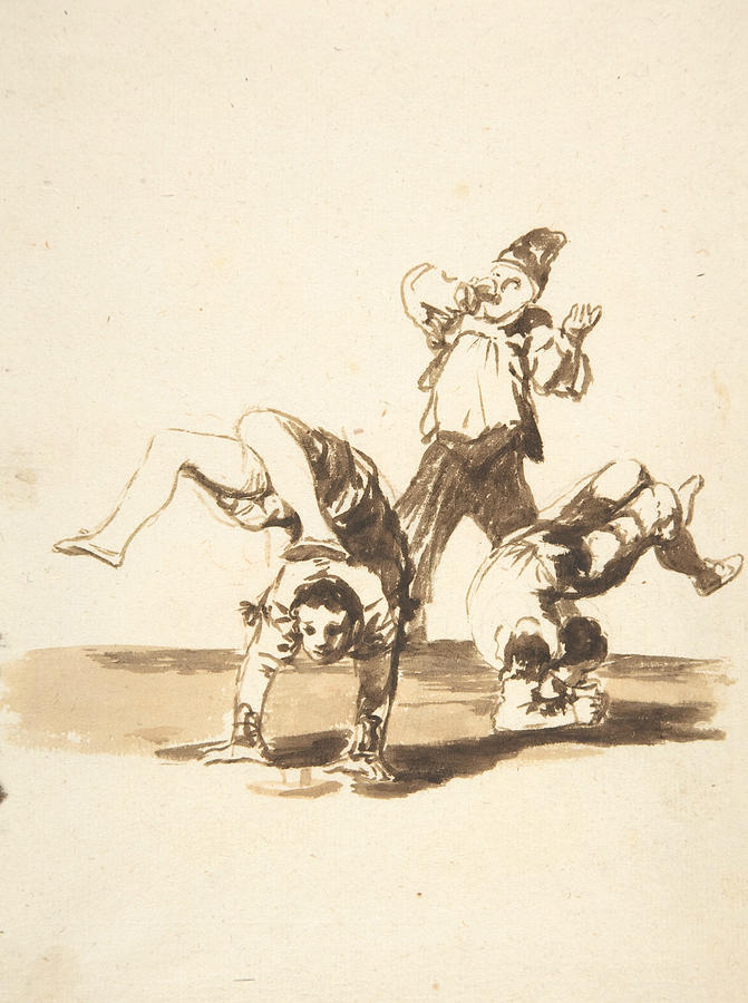 Three acrobats Drawing by Francisco Goya